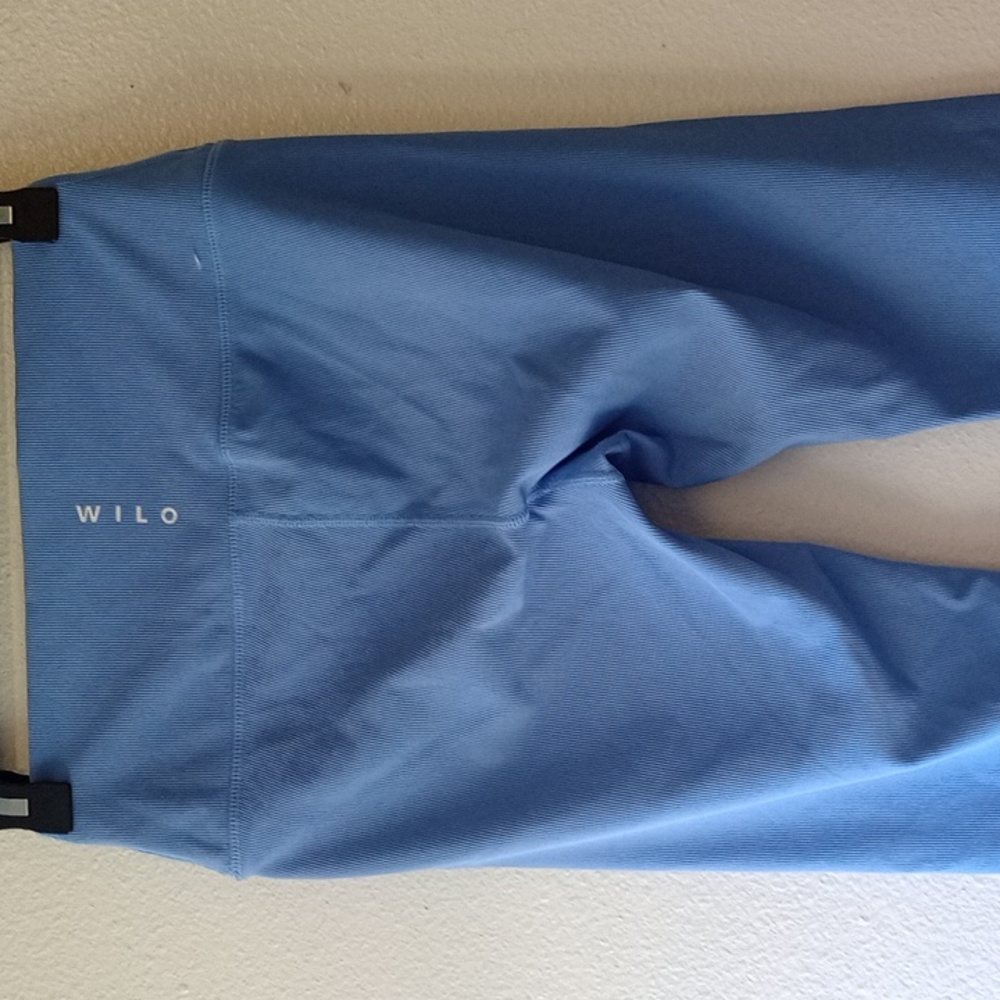 Wilo Ribbed Blue Athletic Yoga Legging Size S/ M - Picture 5 of 8